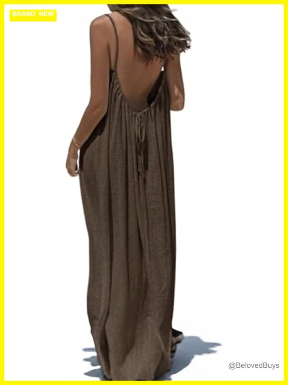 Sleeveless Backless Cami Sundress with V-Neck Casual Summer Dress